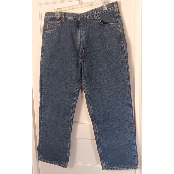 Vtg Carhartt Jeans Mn 40x30 Denim Fleece Lined Relaxed Tapered Y2K Workwear Logo - Picture 3 of 9
